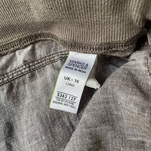 Marks & Spencer Taupe Linen Pants - Picture 4 of 5